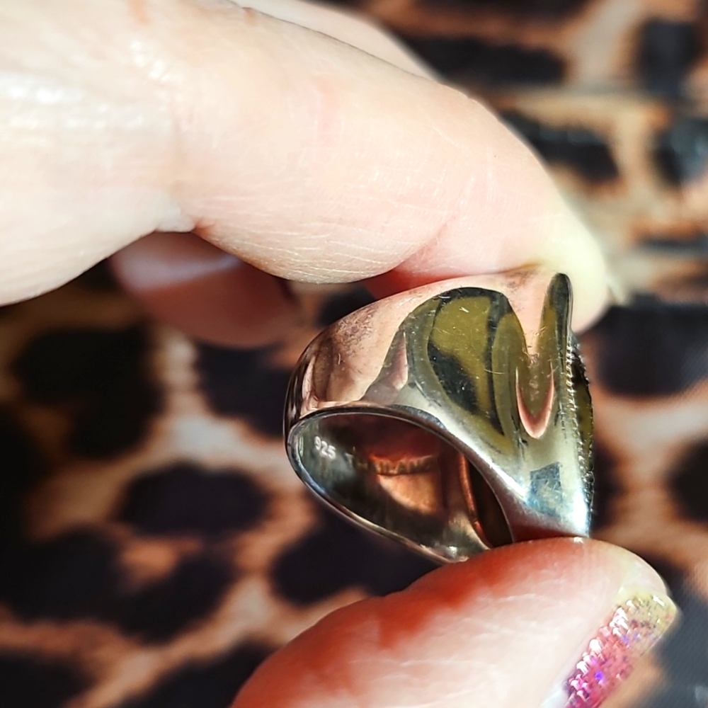 Stunning Signed Michael Dawkins Sterling Silver Drusy Ring - Size 5 - Picture 4 of 9